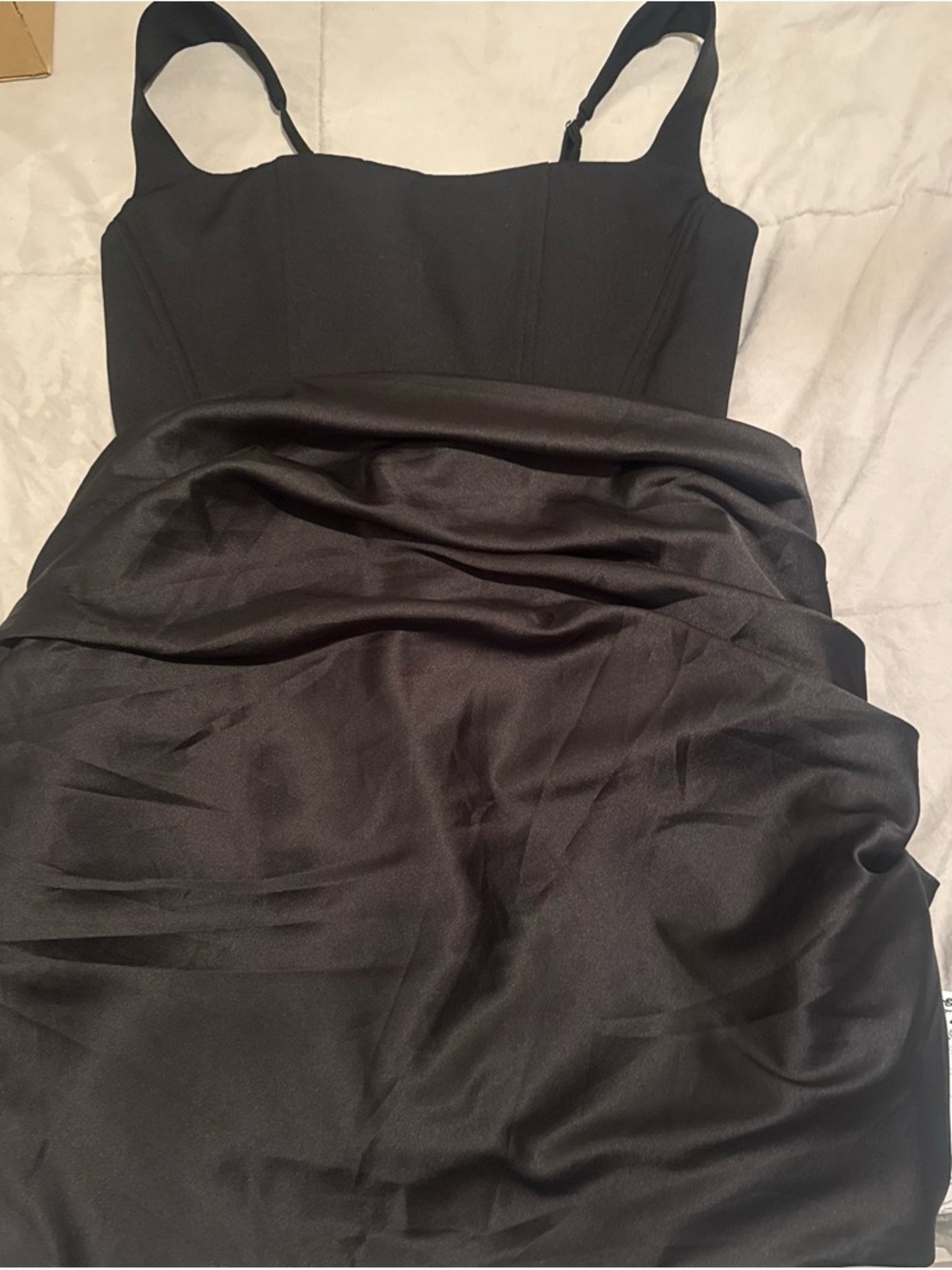 Classic Black Mini Dress with Ruched Skirt